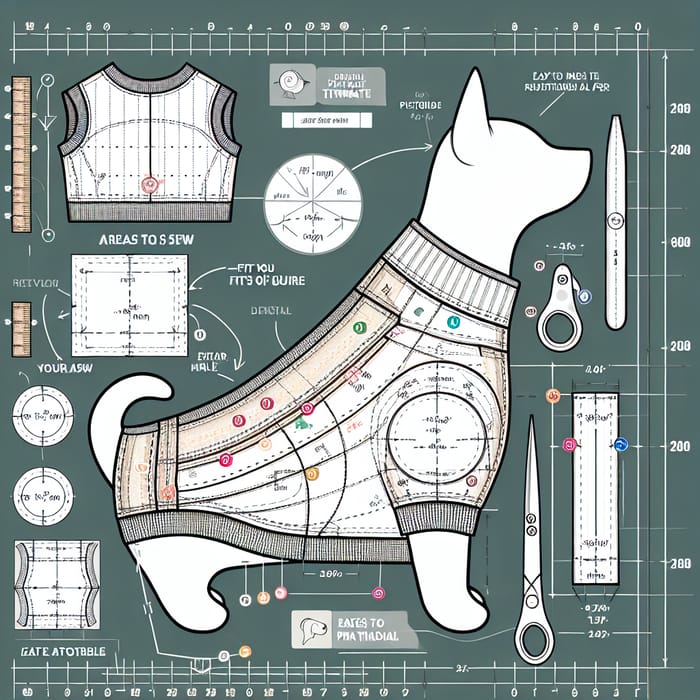 Realistic Printable Template Design for Pet Clothes | XS Size Realistic Printable Template Design for Pet Clothes | XS Size
