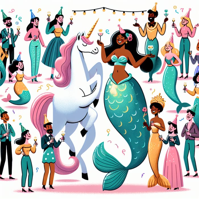 Sparkling Unicorn and Mermaid Host Festive Party with 100 Guests