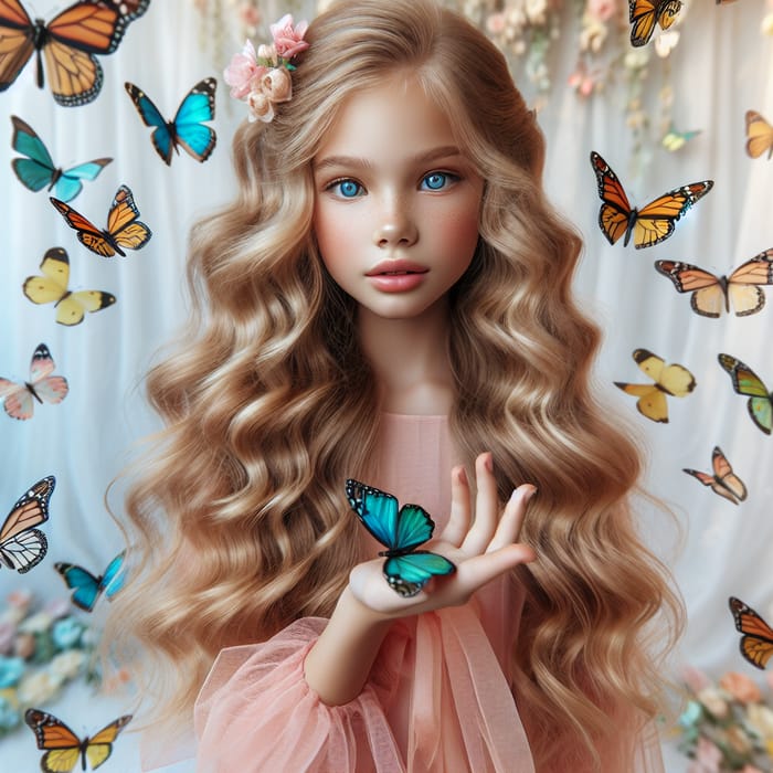 Blonde Girl with Butterflies – Ethereal Beauty