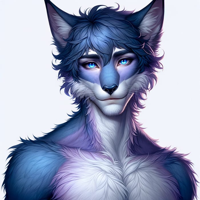 Male Fox Demi-Human with Blue and Purple Fur | Ethereal Charm