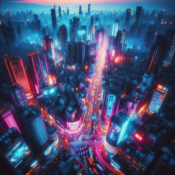 Neon Cyberpunk Cityscape at Dusk | Futuristic Streets Canon EOS R5