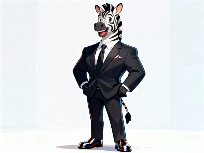 Cheerful Business Zebra: A Friendly Professional