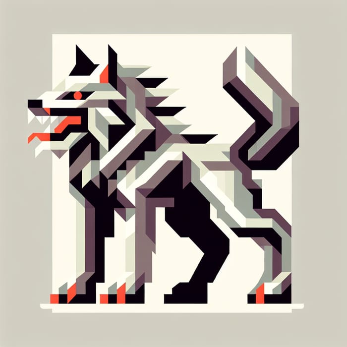 Boss Lycanthropy Illustration | Geometric Retro Video Game Art