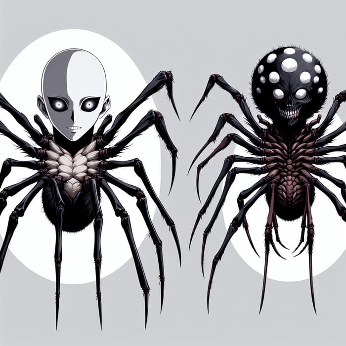 Dark Fantasy Spider-Like Humanoid with Four Eyes