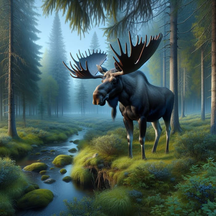 Majestic Moose in Serene Wilderness