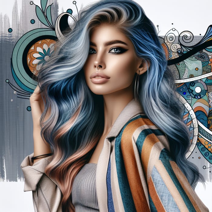 Modern Blue-Haired Girl | Aesthetic Fashion Pose