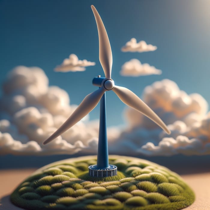 Miniature Wind Turbine on Grassy Knoll | Artistic Design