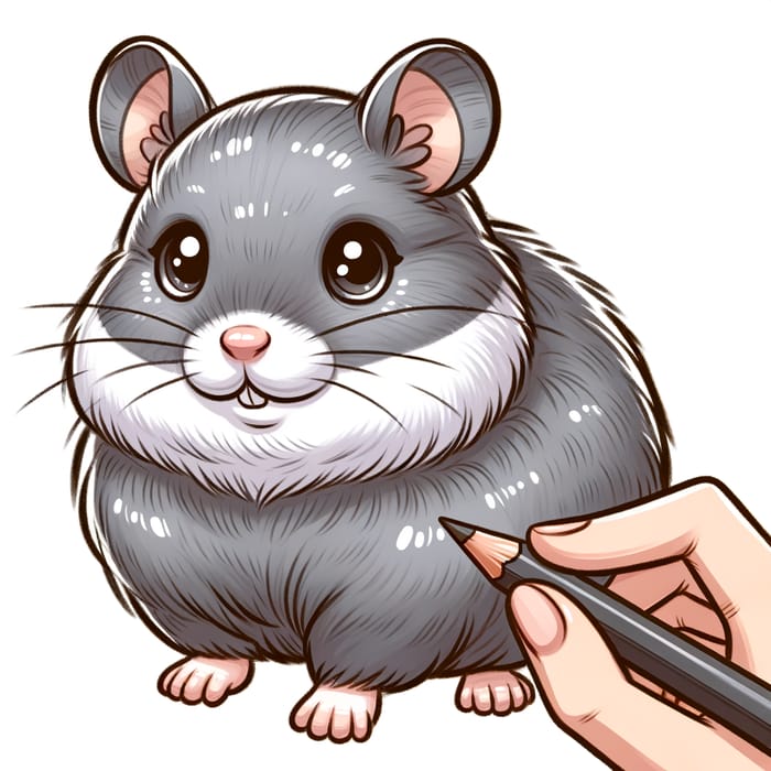 Adorable Gray Hamster Drawing | Cute and Captivating Art Gallery