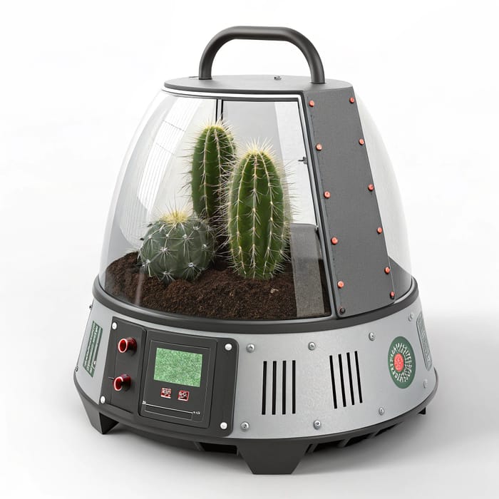 Compact Sci-Fi Backpack Unit for Cactus Care