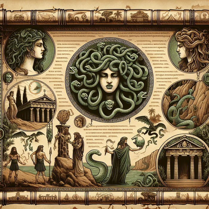 Ancient Greek Scroll Depicting Medusa's Story