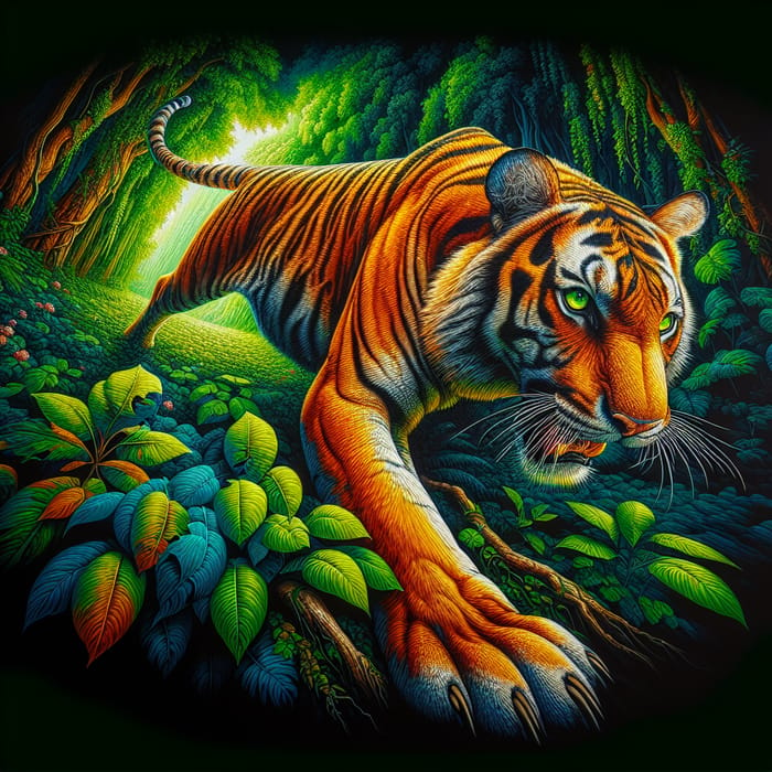 Fierce Tiger in Vibrant Jungle - Capture Wildlife with Precision