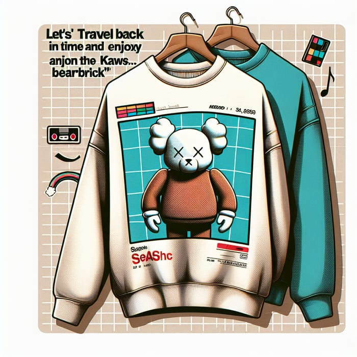 Relive the 90s in Style! Kaws Bearbrick Oversized Sweatshirt