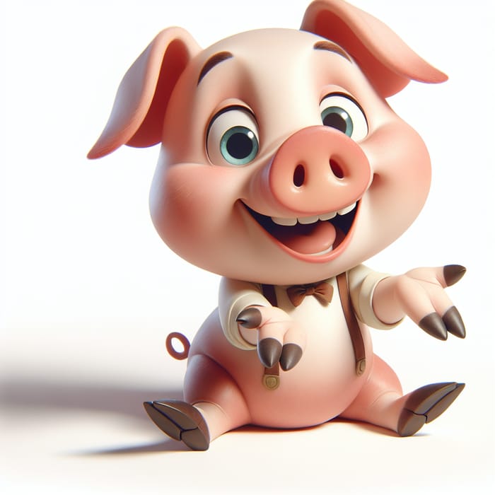 Disney-Style Smiling Animated Pig | Traditional Family-Friendly Animation