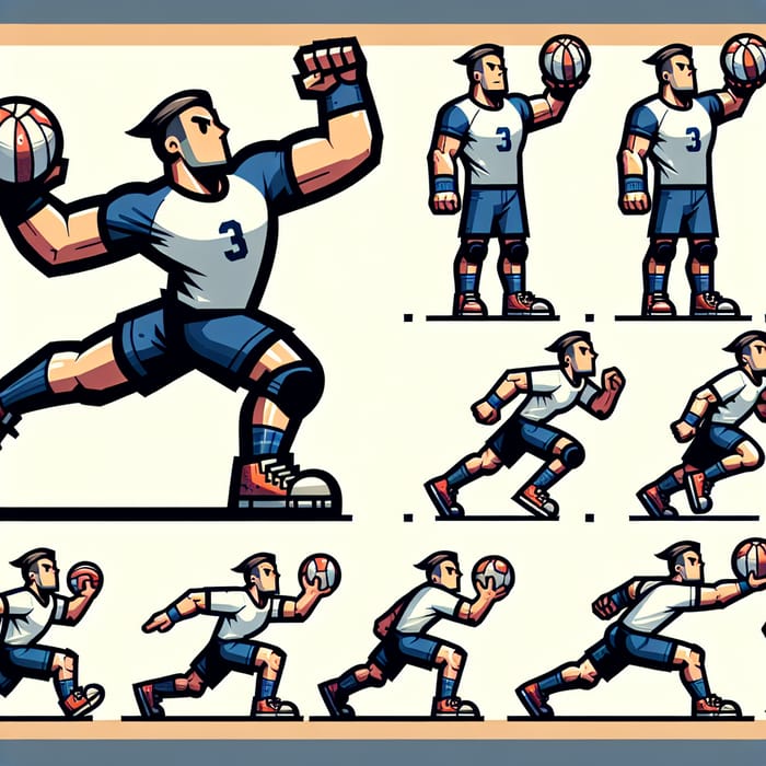 Dynamic Super-Deformed Handball Player Spritesheet