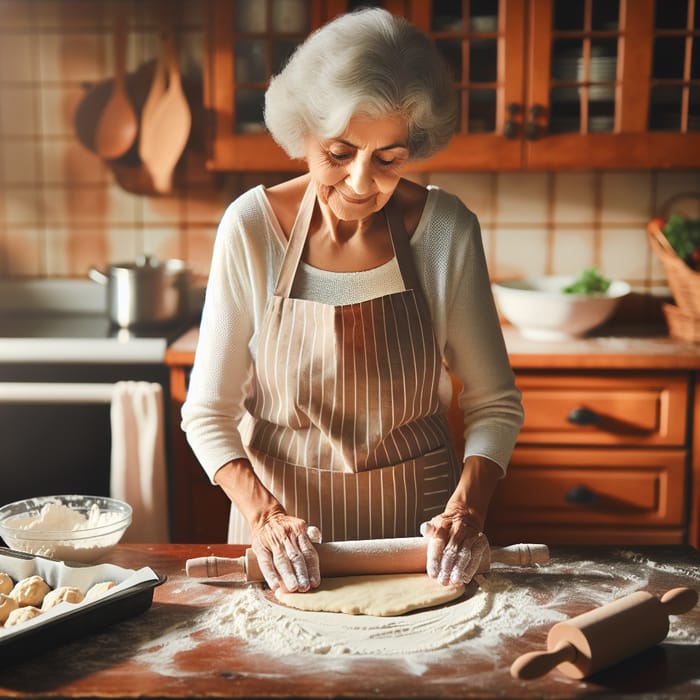 Old Age Woman Making Delicious Biscuits from Scratch