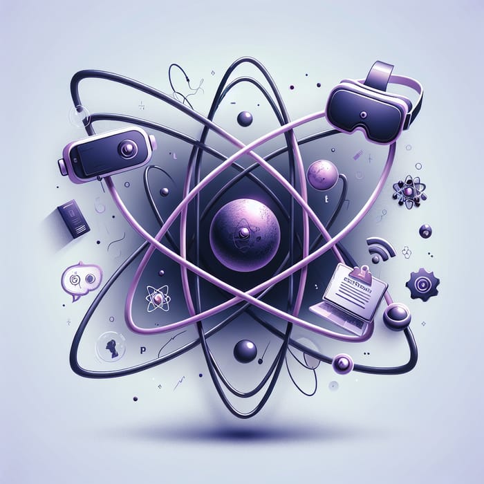 Futuristic Atom Design with Tech Elements