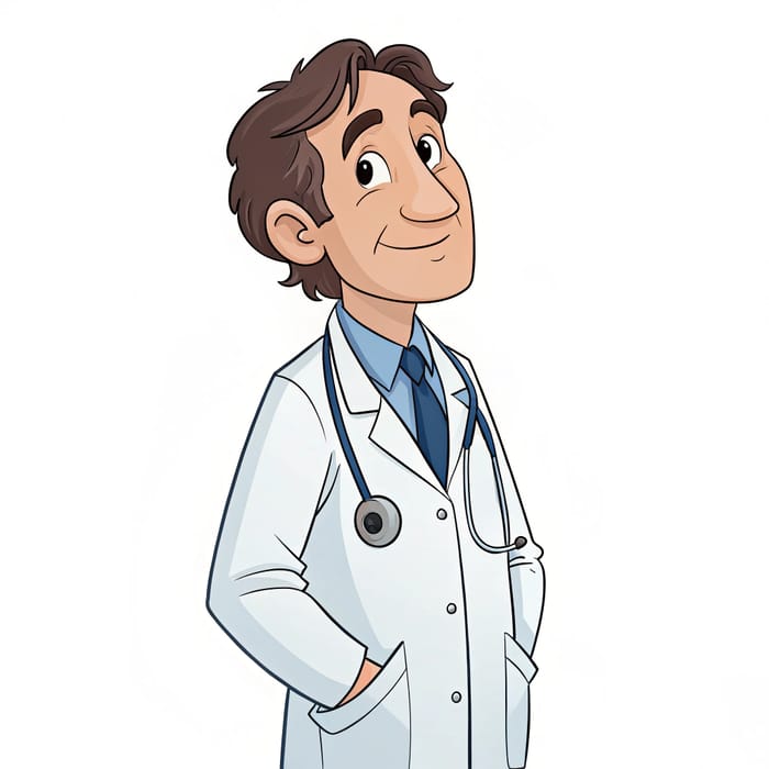 Friendly Cartoon Doctor Illustration for Clinics