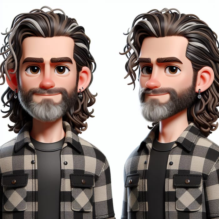 Animated Caricature of a White Man in Flannel