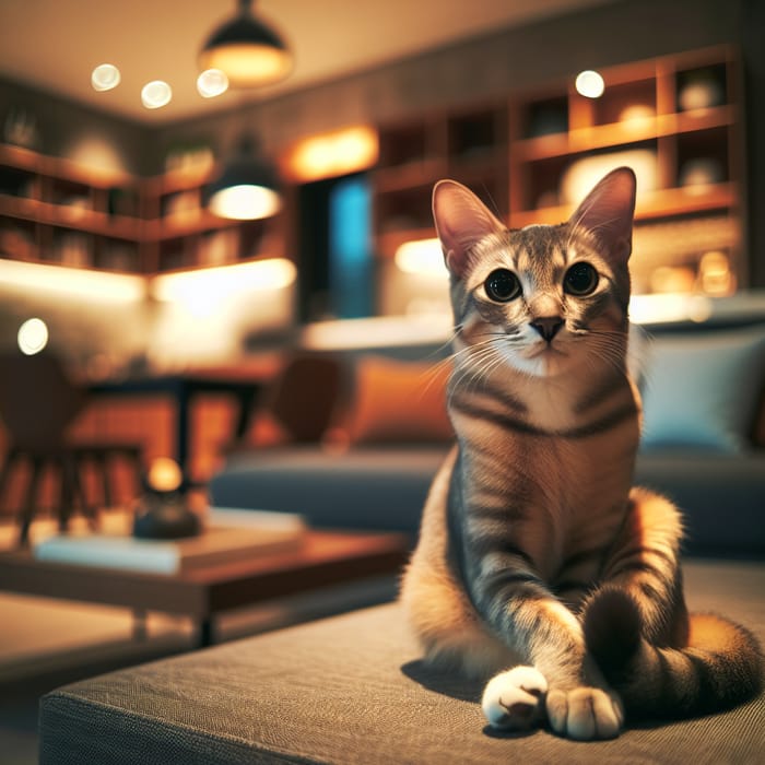 Beautiful Cat Relaxing in Cozy Home