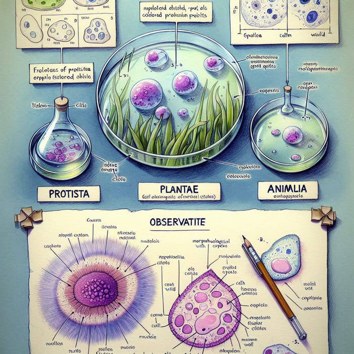 Microscopic Biology Kingdoms Study: Protista, Plantae, Animalia