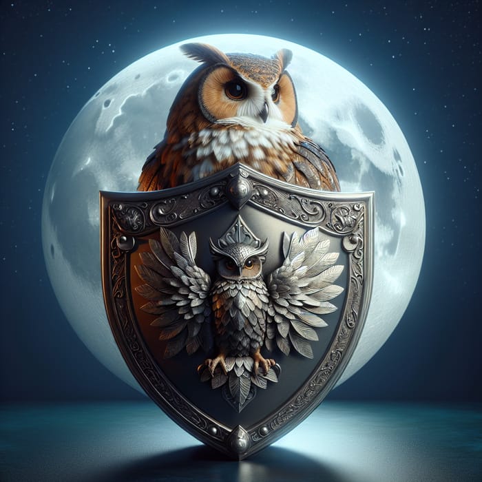 Owl Perched on Shield: A Symbol of Wisdom