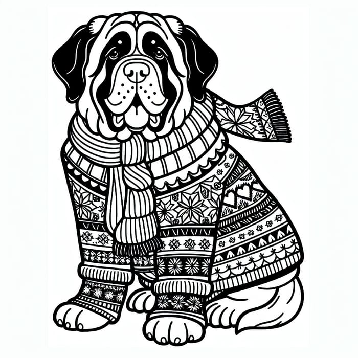 Cozy Cute Christmas Dog Coloring Pages