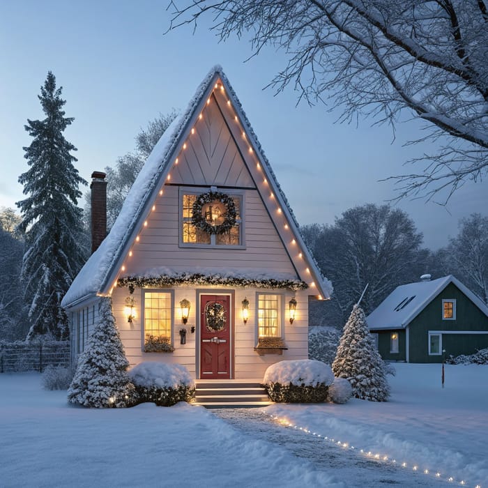 Stunning Christmas House Front with V Roof Design