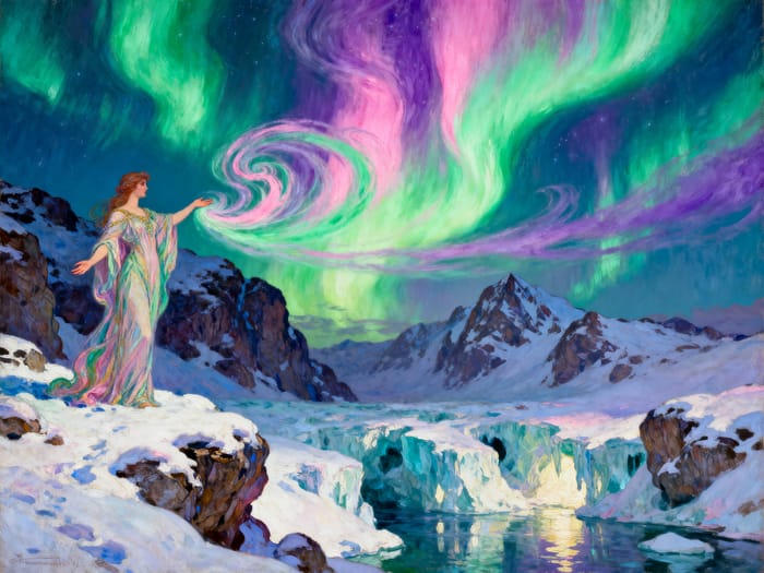 Ancient Goddess of Aurora: Northern Lights Art Ancient Goddess of Aurora: Northern Lights Art