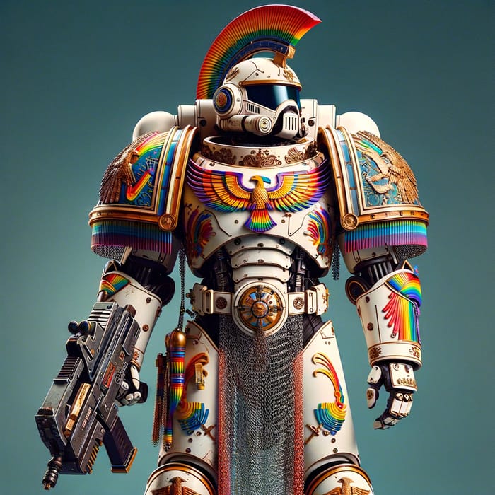 Futuristic Rainbow Space Marine | Warrior Concept Art