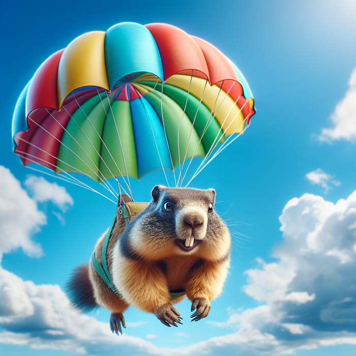 Flying Marmot with Mini-Parachute: Adventure in the Sky