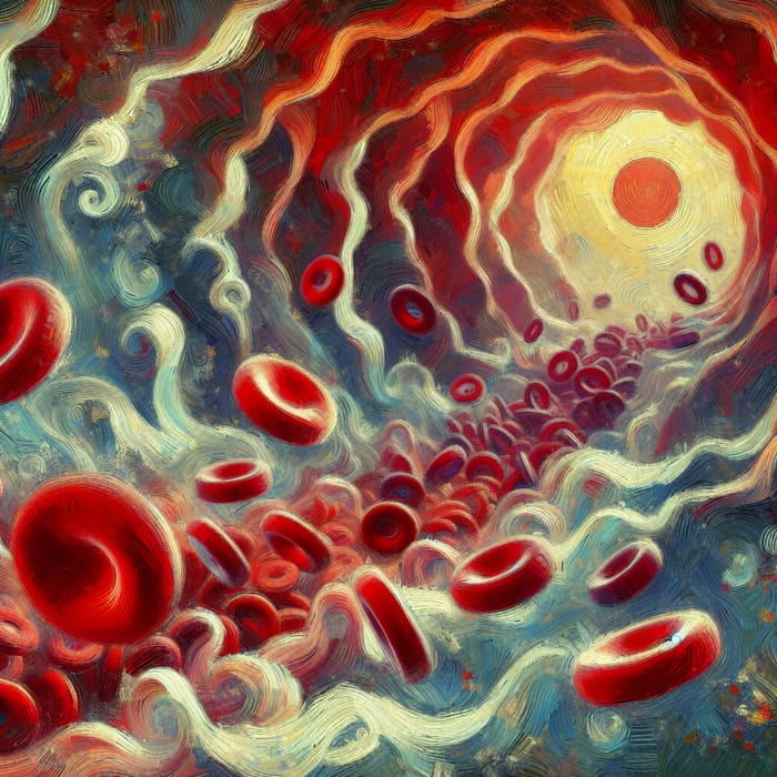 Van Gogh Style Sickle Cell Disease Red Blood Cells