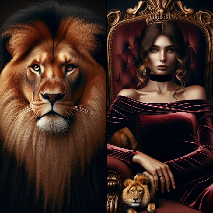 Regal Lions: Alpha Lion & Queen Lioness in Captivating Fusion