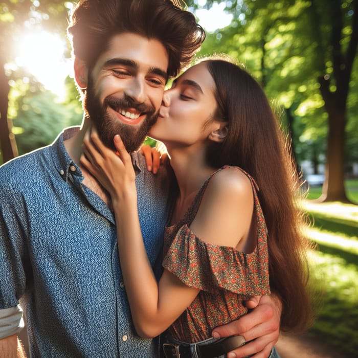 Young Man with Beard Kissing His Girlfriend | Romantic Love Story Photoshoot