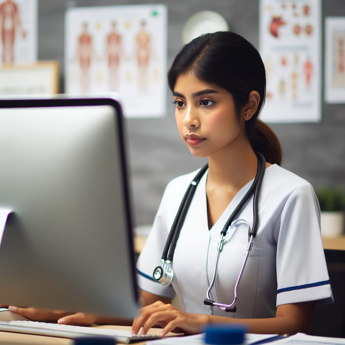 South Asian Female Nurse Telehealth Session | Tech-Enhanced Healthcare