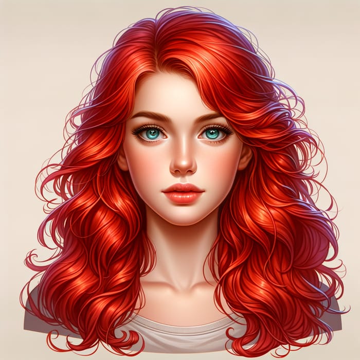 Young Woman with Stunning Red Hair | Realistic Portrait