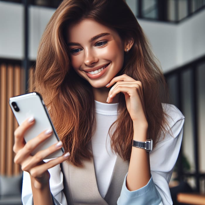 Young Caucasian OnlyFans Model Poses with Phone | Positive Vibes