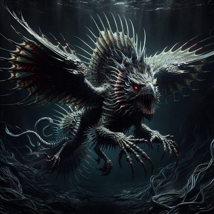 Fearsome Sea Eagle-Lionfish Hybrid Creature