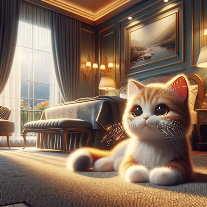 Charming Cat by the Window: A Relaxing Digital Art