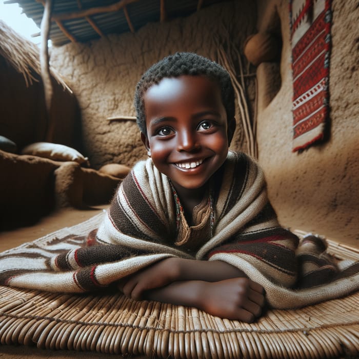 Joyful Ethiopian Boy in Traditional Attire