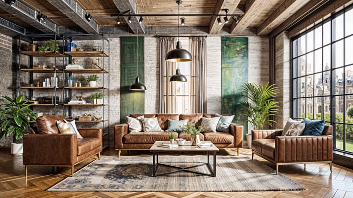 Stylish Industrial Living Room Design Ideas