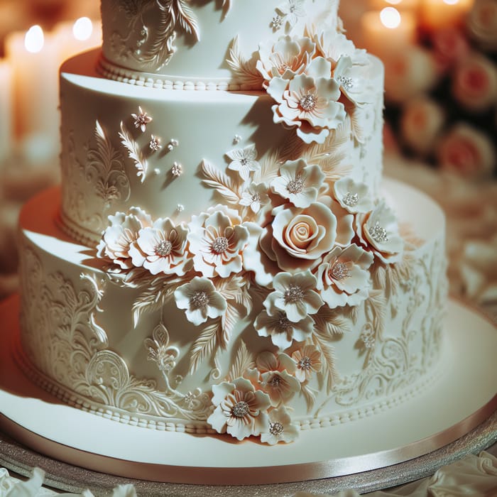 Elegant Wedding Cake with Edible Flowers