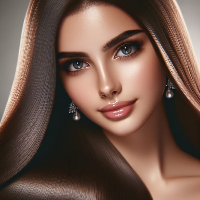 Captivating Beauty: Silky Hair, Attractive Eyes, Elegant Earrings