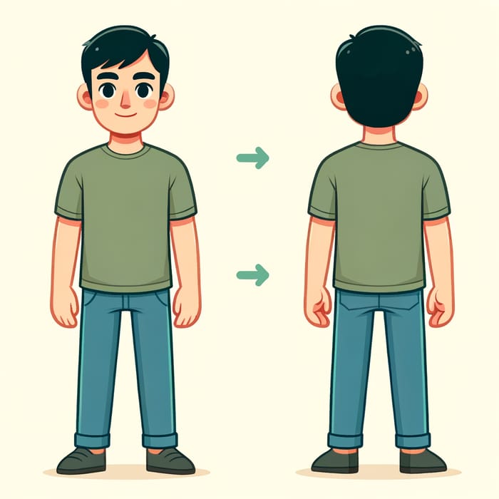 Human Cartoon: Front & Back Views