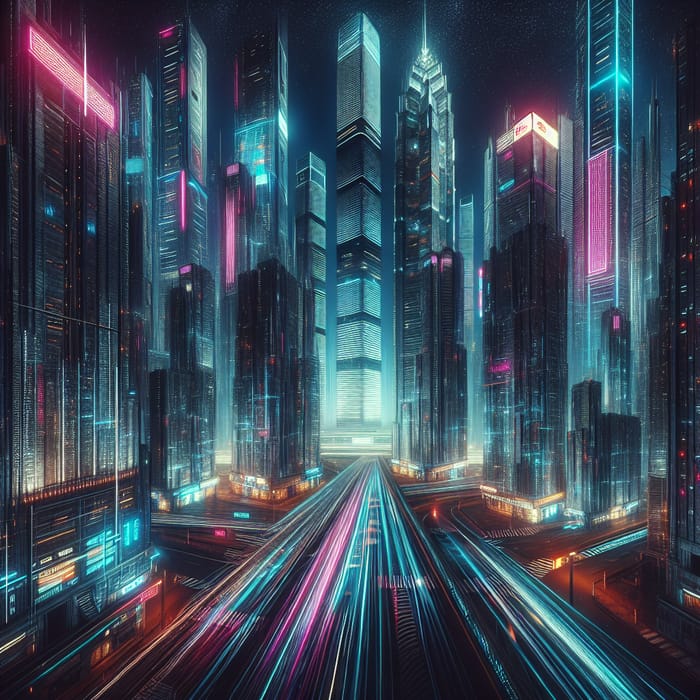 Sci-Fi Cyberpunk Cityscape | Night Skyline & Neon Lights