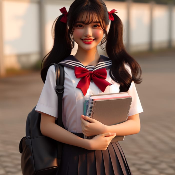 Cute Schoolgirl with Pigtails | Back to School Charm