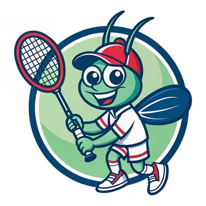 Cricket Playing Badminton Mascot Sports Logo