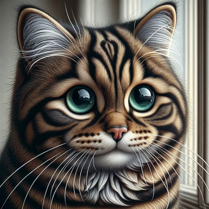 Tabby Cat with Emerald-Green Eyes