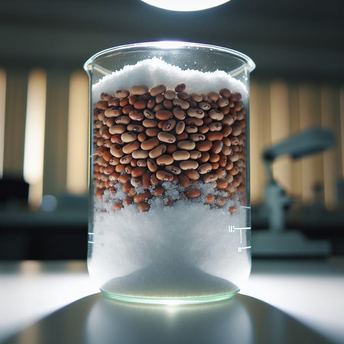 Bean and Salt Mix in Glass Beaker