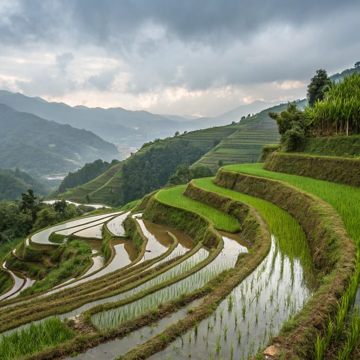 Stunning Rice Terraces with Rounded Corners