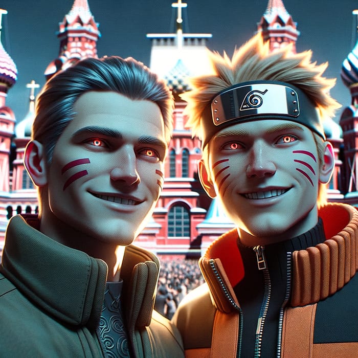 Putin & Ukrainian President 2024 Cyberpunk Naruto-Style in Moscow